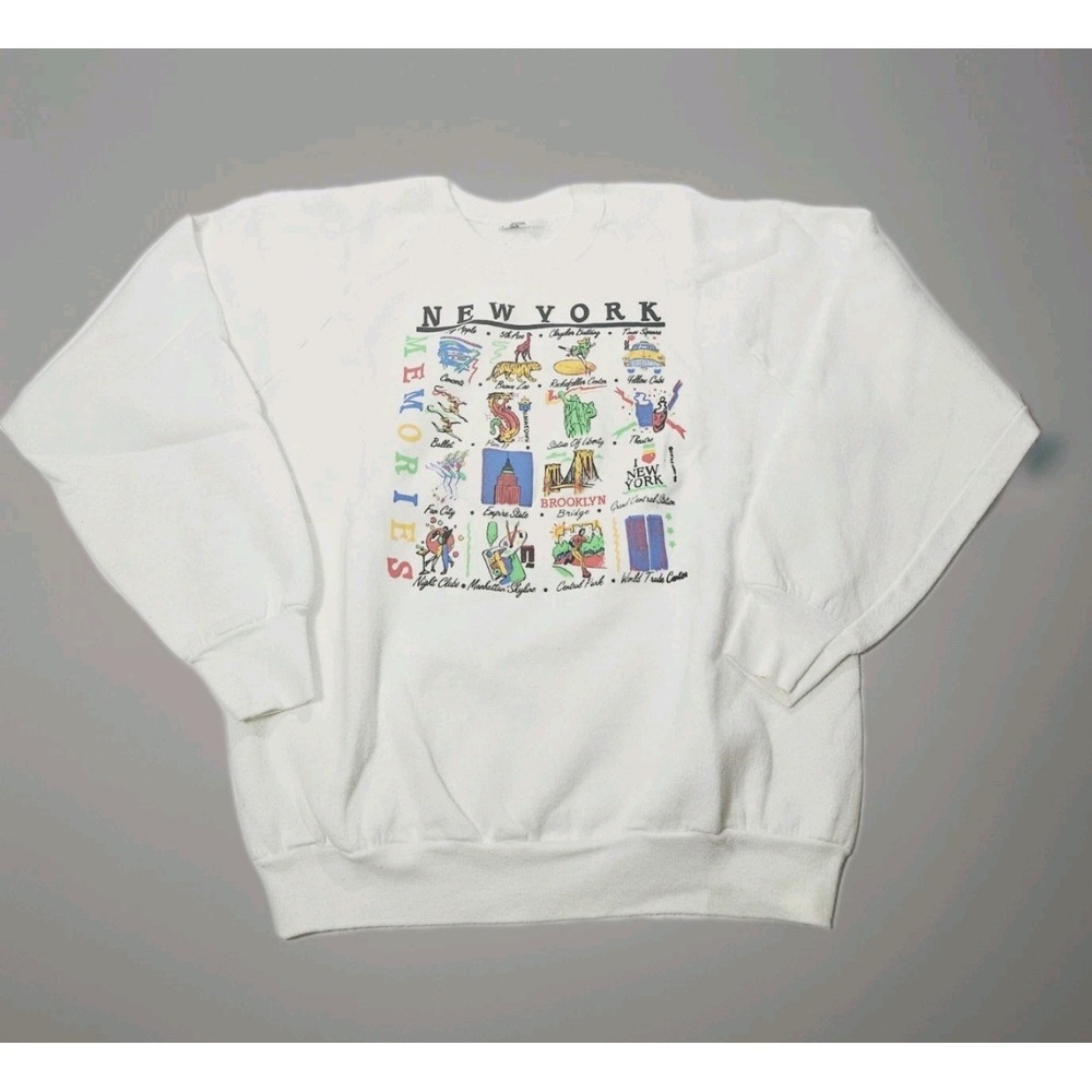 VTG NEW YORK CITY New York Tourist Graphic USA Grey Sweatshirt Crewneck Memories